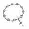 Non-Tarnish 304 Stainless Steel Charm Bracelets, Cross, Stainless Steel Color, 7-7/8 inch(20cm)