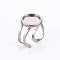Non-Tarnish 201 Stainless Steel Cuff Pad Ring Settings, Laser Cut, Stainless Steel Color, Tray: 12mm, US Size 7 1/4(17.5)~US Size 8(18mm)