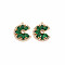 Brass Micro Pave Cubic Zirconia Charms, with Glass, Nickel Free, Real 18K Gold Plated, Flower, Green, 18x15x3mm, Hole: 1mm