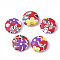 Imitation Leather Cabochons, with Aluminum Bottom, Flat Round, Platinum, Colorful, 15x5mm