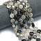 Natural Tourmalinated Quartz Beads Strands, Faceted Hexagonal Cut, Flat Round, with Seed Beads, 10~10.5x6mm, Hole: 1mm, about 31~32pcs/strand, 15.35''~15.55''(39~39.5cm)