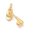 Brass Clear Cubic Zirconia Baseball Bat & Hat European Dangle Charms, Large Hole Pendants, Cadmium Free & Nickel Free & Lead Free, Real 18K Gold Plated, 32mm, Hole: 4.5mm
