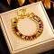 Golden 304 Stainless Steel Triple Layer Multi-strand Bracelets, Rhinestone Cup Chains Bracelet, Colorful, 6-7/8 inch(17.5cm)