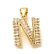 Rack Plating Brass Micro Pave Cubic Zirconia Pendants, Long-Lasting Plated, Lead Free & Cadmium Free,Real 18K Gold Plated, Letter Charms, Letter N, 15x13x2x2mm Hole: 5x3mm