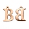 Ion Plating(IP) 304 Stainless Steel Alphabet Charms, Rose Gold, Letter.B, 12x8x1mm, Hole: 1mm