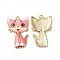 Alloy Enamel Pendants, Cadmium Free & Nickel Free & Lead Free, Golden, Cat Charms, Light Coral, 30x19.5x2.5mm, Hole: 2.2mm
