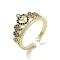 Brass Micro Pave Cubic Zirconia Open Cuff Rings, Cadmium Free & Nickel Free & Lead Free, Crown, Real 18K Gold Plated, Inner Diameter: 16mm