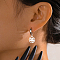 Fashionable Classic Clover 201 Stainless Steel Hoop Earrings, Silver, 29x12mm