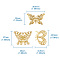 Iron Filigree Joiners Links, with Brass Filigree Findings, Butterfly, Golden & Antique Bronze & Platinum, 118x72x35mm, 90pcs/box
