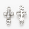 Alloy Rhinestone Links connectors, Cross, Platinum, 21x11x3mm, Hole: 1mm