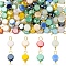 100Pcs Electroplate Glass Charms, with Golden Brass Findings, Flat Round, Mixed Color, 12.5~13x8x4mm, Hole: 3~3.5mm, 100pcs/set
