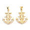 Brass Micro Pave Cubic Zirconia Pendants, Cadmium Free & Lead Free, Anchor with Virgin Mary, Real 18K Gold Plated, 25.5x18.5x3mm, Hole: 5x3.5mm