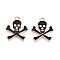 Alloy Enamel Pendants, Lead Free & Cadmium Free, Golden, Skull Charm, Black, 21x18x1mm, Hole: 1.8mm