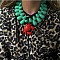 Red Crab Pendant Resin Teardrop Beaded Necklaces for Women, with Alloy Clasps, Golden, Dark Cyan, 18.11 inch(46cm)