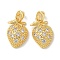 Brass Micro Pave Cubic Zirconia Pendents, Strawberry Charms, Cadmium Free & Nickel Free & Lead Free, Real 18K Gold Plated, 15x10.5x4.5mm, Hole: 4mm