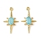 Brass Micro Pave Cubic Zirconia Pendants, Cadmium Free & Nickel Free & Lead Free, Real 18K Gold Plated, Star, Sky Blue, 21x12x3.5mm, Hole: 1.2mm