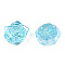 Transparent ABS Plastic Cabochons, AB Color Plated, Rose, Sky Blue, 18x17x6.5mm