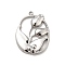 Non-Tarnish 304 Stainless Steel Pendants, Oval with Flower, Stainless Steel Color, 23.5x17x3mm, Hole: 1.5mm