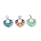 Brass Enamel Pendants, Shell Shape Charms with ABS Imitation Pearl Beads and Jump Rings, Rack Plating, Cadmium Free & Lead Free, Long-Lasting Plated, Platinum, Mixed Color, 16.5x14.5x6.5mm, Hole: 3.5mm