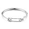 Brass Bangle, Safety pin, Platinum, 2-1/4 inchx2-3/8 inch(56x60mm)