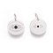 Brass Micro Pave Cubic Zirconia Charms, Lead Free & Cadmium Free, Flat Round with Eye, Black, Matte Silver, 10.5x10.5x1.5mm, Hole: 3mm