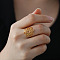 Bohemian Style 304 Stainless Steel Finger Rings for Women, Flower, Golden, Inner Diameter: 19mm