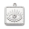 304 Stainless Steel Rhinestone Pendants, Evil Eyes, Stainless Steel Color, 15.5x13x2.5mm, Hole: 1.6mm