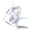 Exquisite Brass Cubic Zirconia Willow Leaf Cuff Rings for Women, Platinum, Pink, Inner Diameter: 17mm