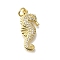 Brass Micro Pave Cubic Zirconia Pendants, with Shell, Seahorse Charms, with Jump Ring, Real 16K Gold Plated, 22x10x2mm