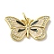 Brass Enamel Micro Pave Cubic Zirconia Pendants, Cadmium Free & Nickel Free & Lead Free, Real 18K Gold Plated Butterfly Charms, with Jump Ring, Linen, 14x25x3mm, Hole: 4.2mm