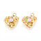 Brass Micro Pave Cubic Zirconia Charms, Heart, Real 18K Gold Plated, 13.5x11x4mm, Hole: 1.5mm