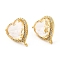 Rack Plating Brass Rhinestone Stud Earring Finding, with Glass, Heart with Vertical Loops, Real 18K Gold Plated, Cadmium Free & Lead Free, Clear, 20.5x17mm, Hole: 1.6mm, Pin: 0.7mm