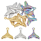 12Pcs 3 Colors 304 Stainless Steel Pendants, Textured, Fishtail, Mixed Color, 26x25x3mm, Hole: 2.5mm, 4pcs/color