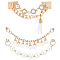 3Pcs 3 Styles Alloy Chain for DIY Keychains, with ABS Beads Links, Phone Case Decoration Jewelry Accessories, with Rhinestone and PU Leather Tassels, Light Gold, 1pc/style