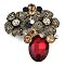Zinc Alloy Colorful Rhinestone Brooch, for Clothes, Antique Silver, Flower, 65x58mm