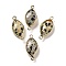 Natural Dalmatian Jasper Faceted Connector Charms, Rack Plating Brass Horse Eye Links, Golden, 25x11.5x5.5mm, Hole: 1.6mm