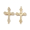 Rack Plating Brass Micro Pave Clear Cubic Zirconia Connector Charms, Lead Free & Cadmium Free, Religion Cross Links, Real 18K Gold Plated, 30.4x18x3mm, Hole: 1.2mm