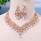 Alloy Rhinestone Jewelry Sets, Include Stud Earrings & Bib Necklaces, Golden, Crystal, 480mm