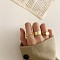 3Pcs Alloy Finger Rings, Oval, Golden, Inner Diameter: 16~19mm