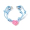 Polyester & Spandex Cord Bracelet Sets, with Resin Building Blocks Charms, Rectangle, Sky Blue, 12-5/8~13.54 inch(32.2~34.4cm), 2Pcs/set
