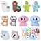 10Pcs 10 Style Silicone Beads, Tortoise & Elephant & Unicorn & Sheep & Raccoon, Mixed Color, 26.5~31x20~29x7.5~10.5mm, Hole: 2~3mm, 1pc/style