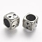 304 Stainless Steel Beads, Cube with Skull, Large Hole Beads, Antique Silver, 12.5x12.5x10.5mm, Hole: 8mm