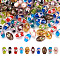 Handmade Foil Glass Lampwork Beads, Oval with Flower, Mixed Color, 16~17x9~11mm, Hole: 1.5~2mm, 10 Colors, 10pcs/color, 100pcs/set