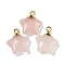 Natural Rose Quartz Pendants, with Rack Plating Brass Findings, Star, 18x15x6mm, Hole: 2mm