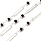 Handmade Brass Link Chain, with Glass Beads and ABS Beads, Soldered, with Spool, Silver, 3.5x2x0.1mm and 15x2.5x0.9mm and 8x3mm, about 16.40 Feet(5m)/Roll