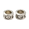 Rack Plating Tibetan Style Alloy Spacer Beads, Flat Round, Antique Silver, 8x5mm, Hole: 5mm