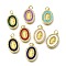 Brass Micro Pave Cubic Zirconia Pendants, with Enamel, Oval with Saint Benedict Charms, Rack Plating, Lasting Plated, Cadmium Free & Lead Free, with Jump Ring, Mixed Color, 20x14x2mm, Hole: 3mm