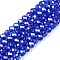 Electroplate Glass Beads Strands, AB Color Plated, Faceted, Rondelle, Blue, 4x3mm, Hole: 0.4mm, about 110~115pcs/strand, 39~40cm