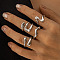 4Pcs Alloy Finger Rings Sets, Platinum, Inner Diameter: 16~18mm