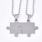 Non-Tarnish Valentine's Day Theme 304 Stainless Steel Pendants Necklaces, with Ball Chains, Puzzle, Stainless Steel Color, 23.8 inch(60.5cm), 0.25cm, 2pcs/set